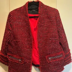 Ann Taylor Red and Black Striped Blazer